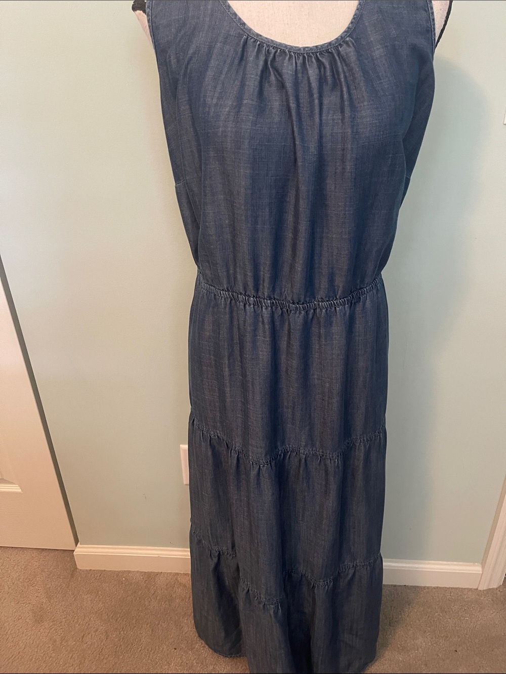 Talbots Chambray Maxi Dress in Dark Blue